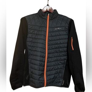 Eddie Bauer Men's Black and Hunter Puffer Jacket